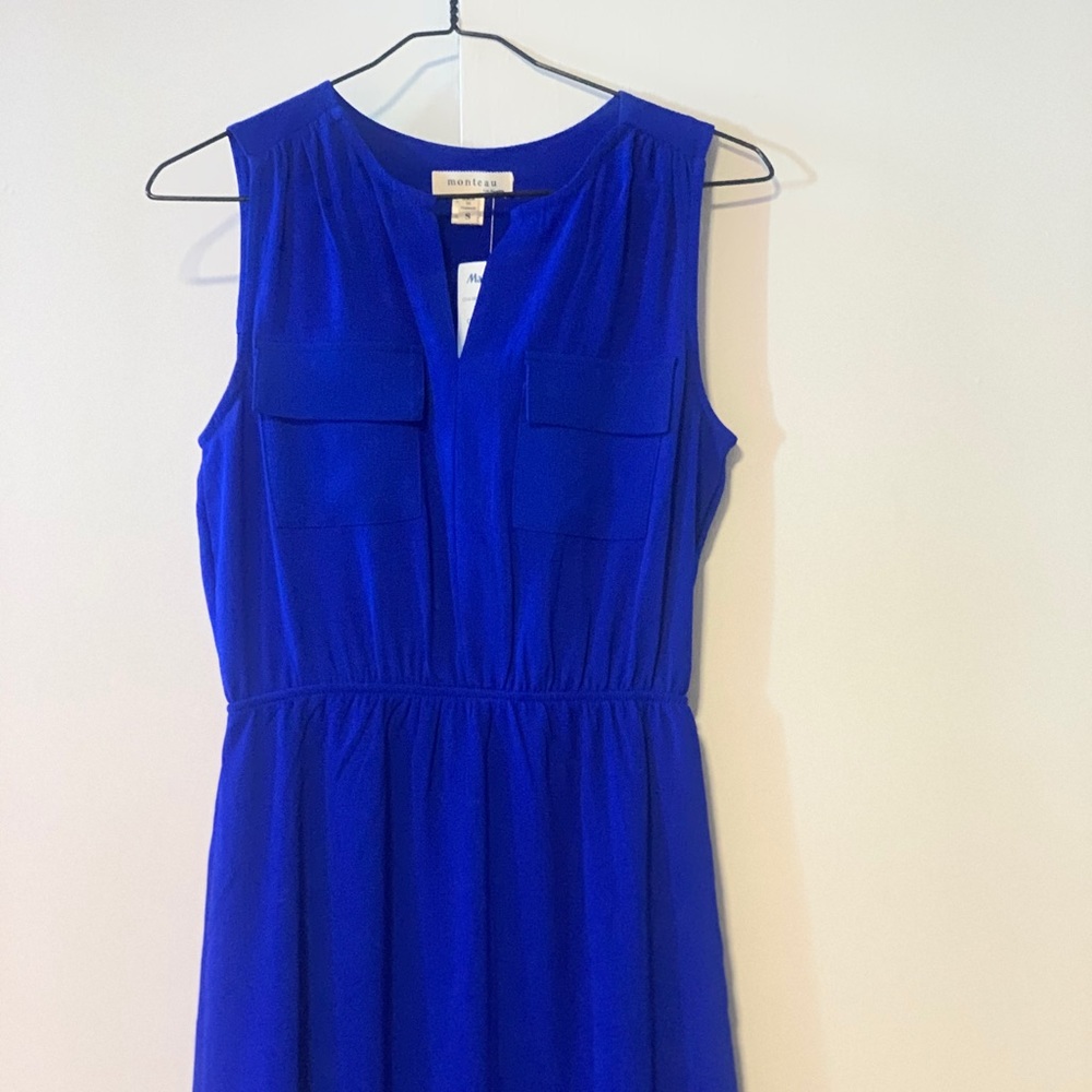 Minteau cobalt blue midi dress size small